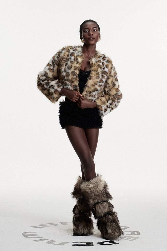 Comgall Leopard Faux Fur Jacket - Stylish beautiful dress for special occasions | Buy Online