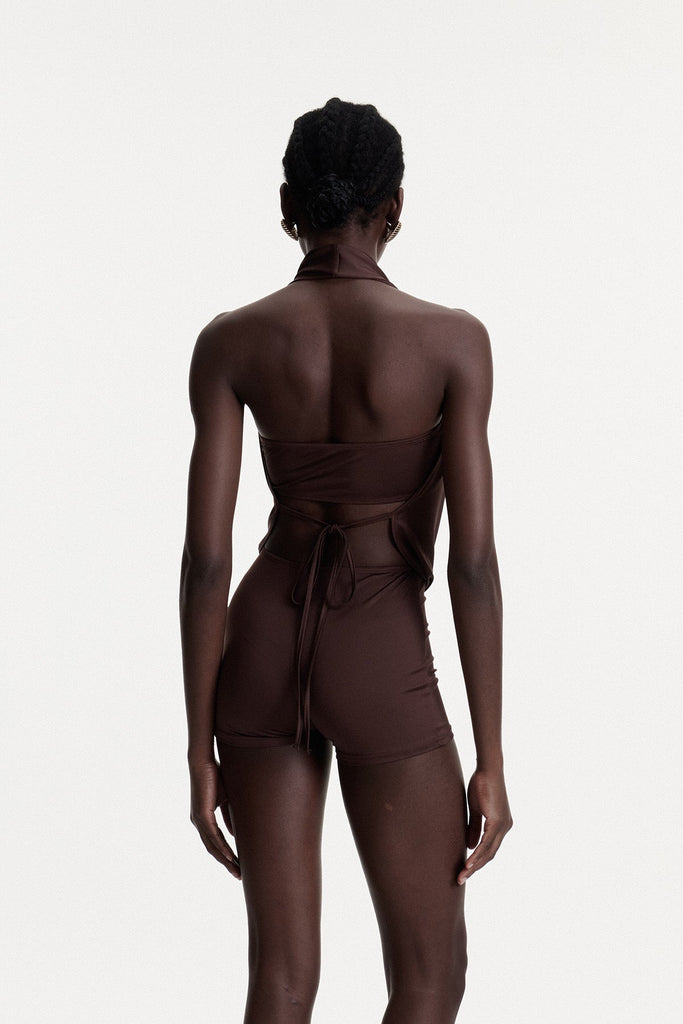 Comhghall Cowl Neck Pants Set In Brown - Stylish brown dress for special occasions | Buy Online