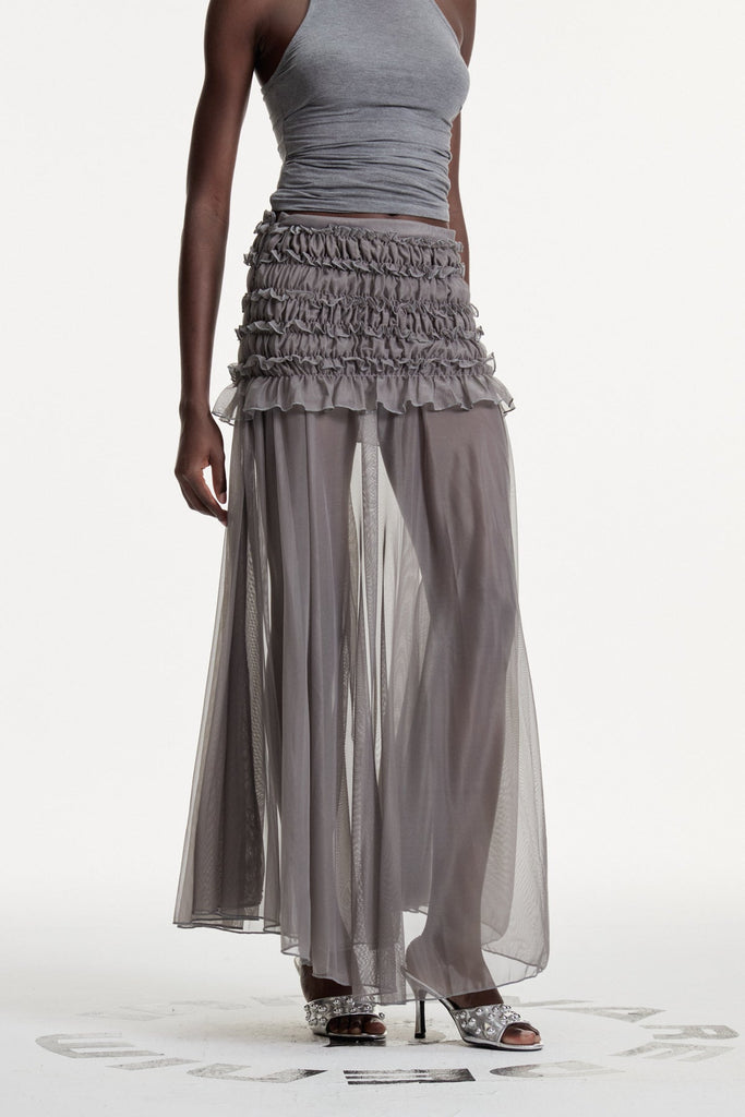 Concepta Drawstring Mesh Maxi Skirt - Stylish beautiful maxi for special occasions | Buy Online