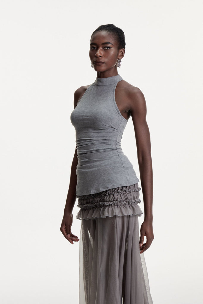 Stylish beautiful dress | Concetta Halter Neck Ruch Top - Ideal for special occasions