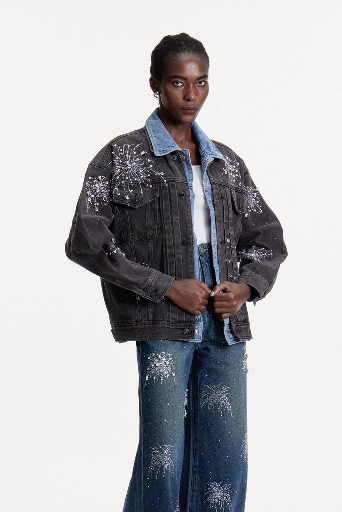 Conchita Crystal Denim Jacket - Stylish beautiful dress for special occasions | Buy Online