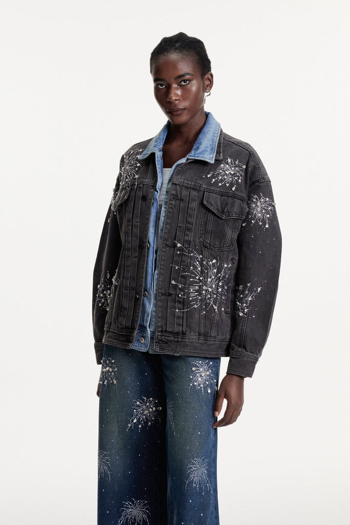 Stylish beautiful dress | Conchita Crystal Denim Jacket - Ideal for special occasions