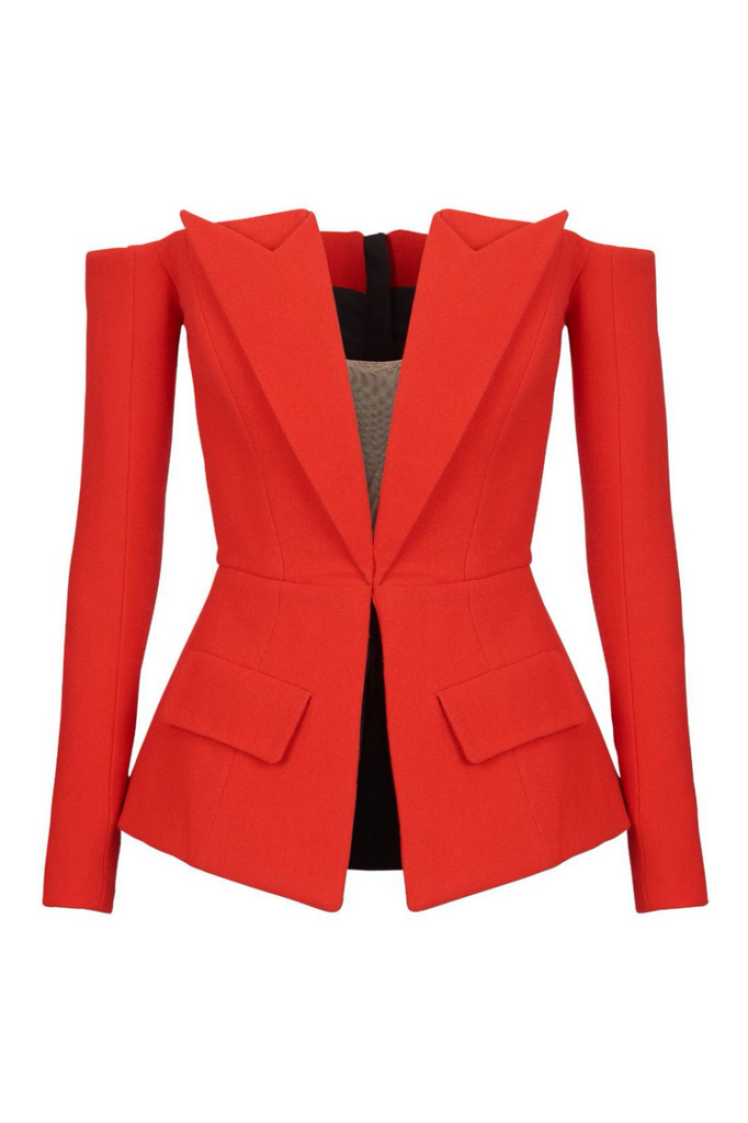 Coretta Off Shoulder V-neck Blazer - Stylish beautiful dress for special occasions | Buy Online