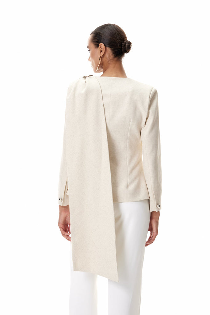 Cosima Shawl Ruch Asymmetric Blazer - Stylish beautiful dress for special occasions | Buy Online