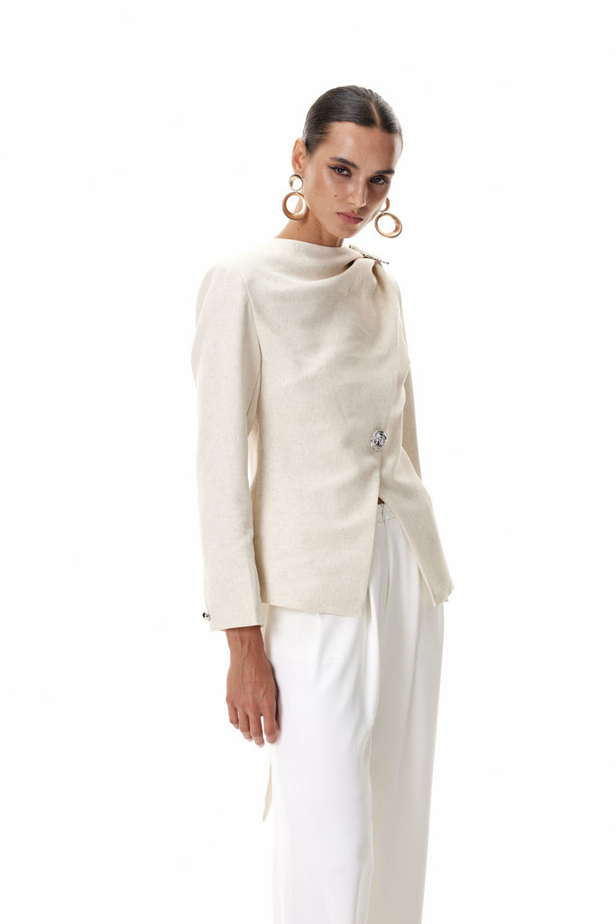 Cosima Shawl Ruch Asymmetric Blazer - Stylish beautiful dress for special occasions | Buy Online