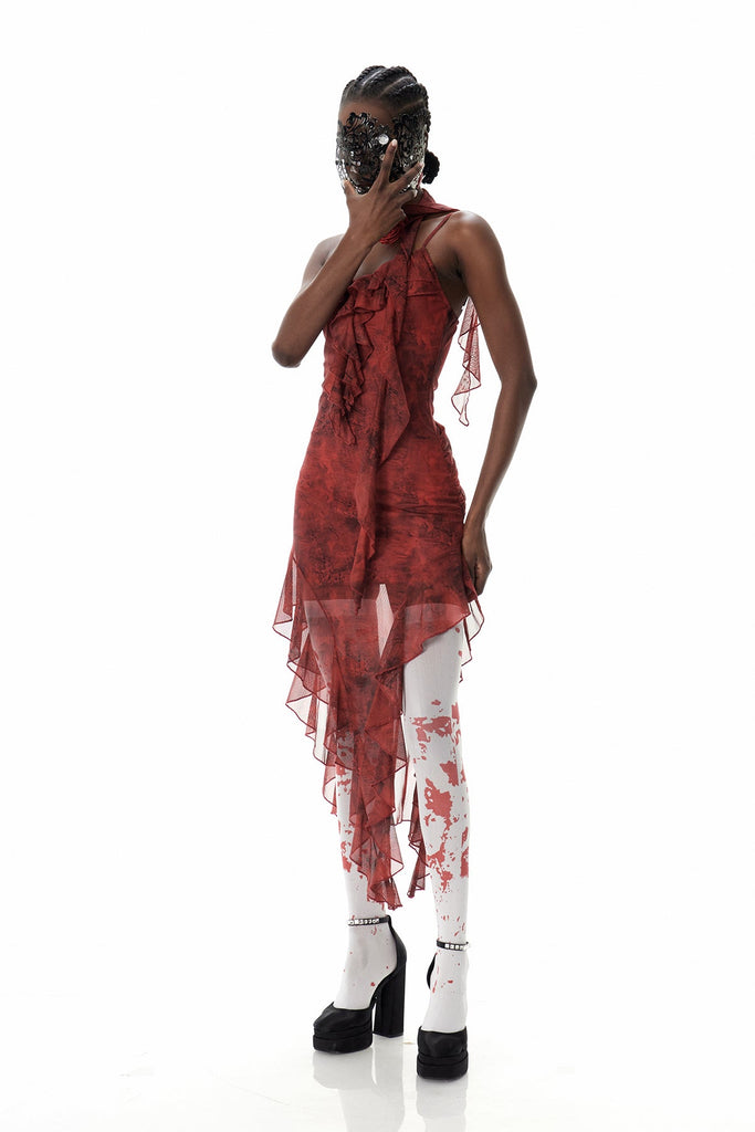 Costache Ruffle Flower Tie Dye Maxi Dress - Stylish beautiful dress for special occasions | Buy Online