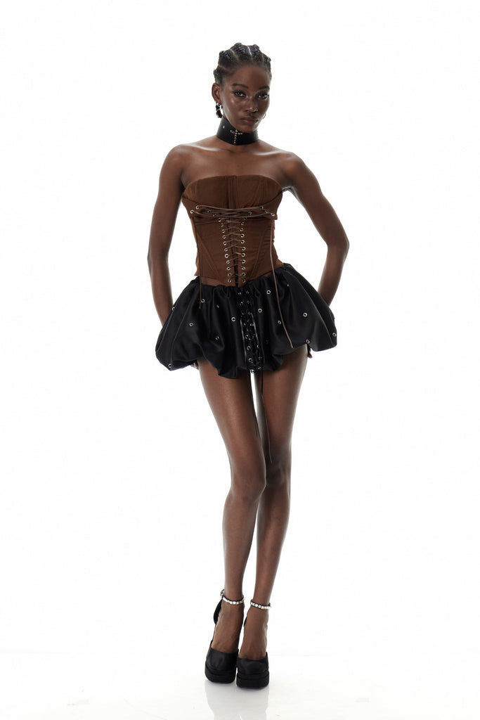 Shop  beautiful mini - Perfect for special occasions | Costanza Eyelet Lace Up Mini Skirt