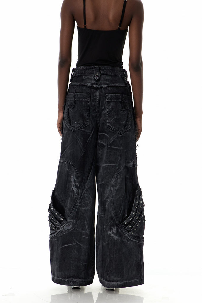 Shop  black dress - Perfect for special occasions | Courteney Deconstruct Fringe Jeans In Black