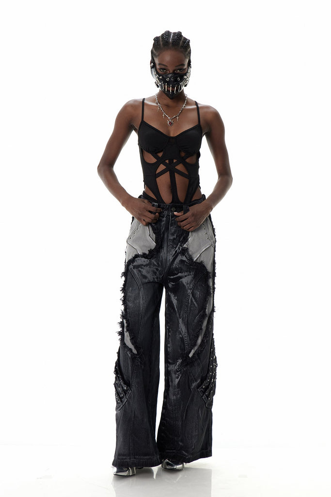 Shop  black dress - Perfect for special occasions | Courteney Deconstruct Fringe Jeans In Black