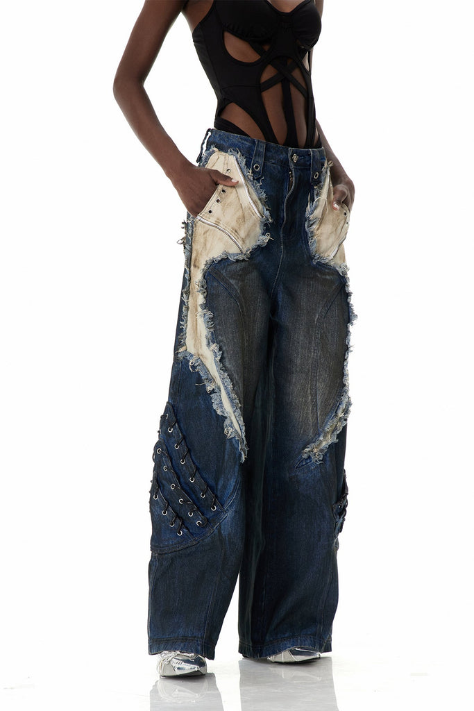 Stylish blue dress | Courteney Deconstruct Fringe Jeans In Blue - Ideal for special occasions