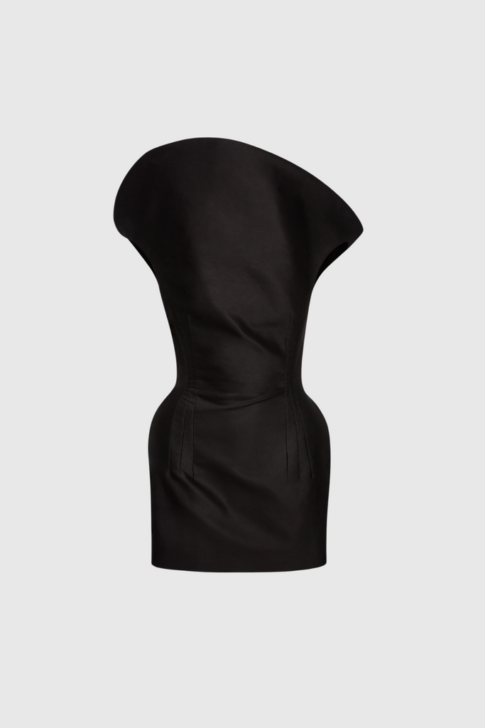 Stylish black dress | Crina Deconstruct Asymmetric Mini Dress In Black - Ideal for special occasions