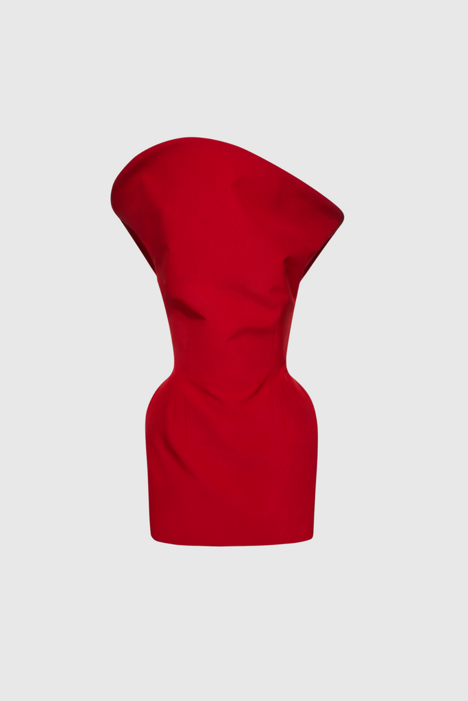 Shop  red dress - Perfect for special occasions | Crina Deconstruct Asymmetric Mini Dress In Red