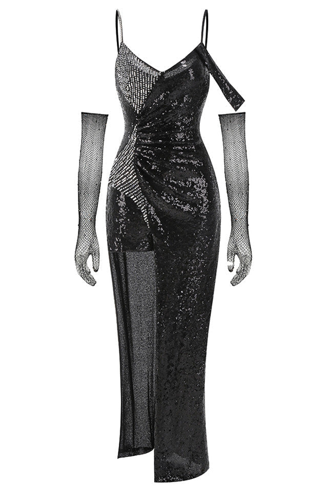 Shop  black dress - Perfect for special occasions | ashley sequin strap maxi dress in black