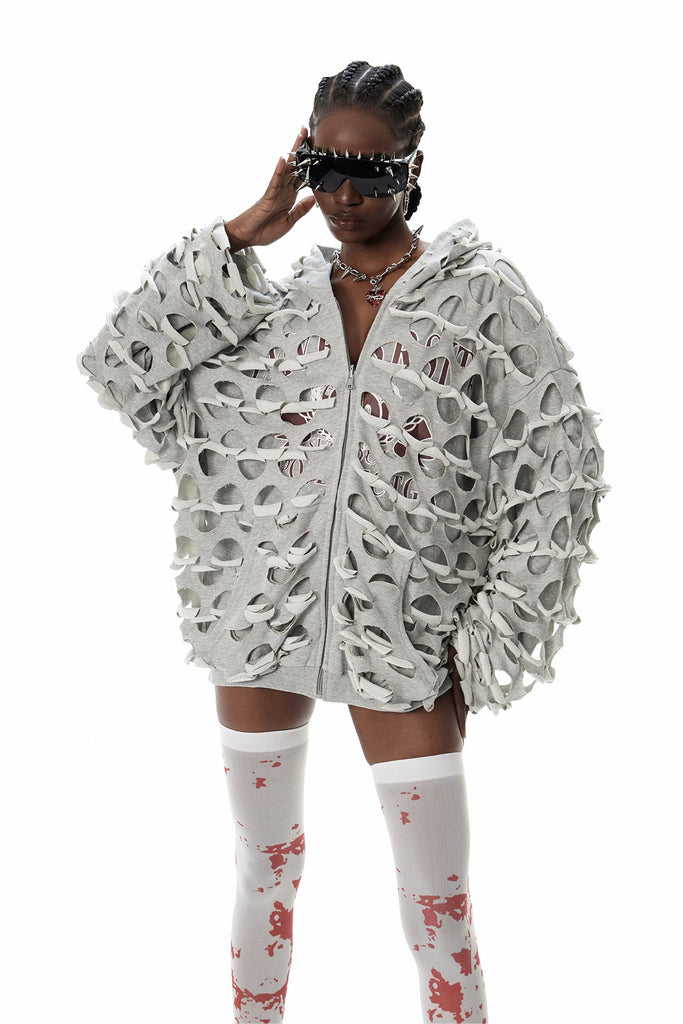 Cyneberht Cutout Hooded Jacket - Stylish beautiful dress for special occasions | Buy Online