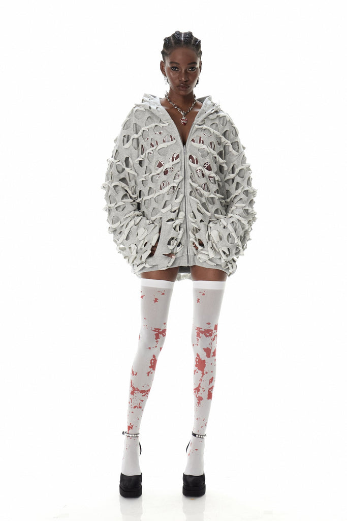 Stylish beautiful dress | Cyneberht Cutout Hooded Jacket - Ideal for special occasions