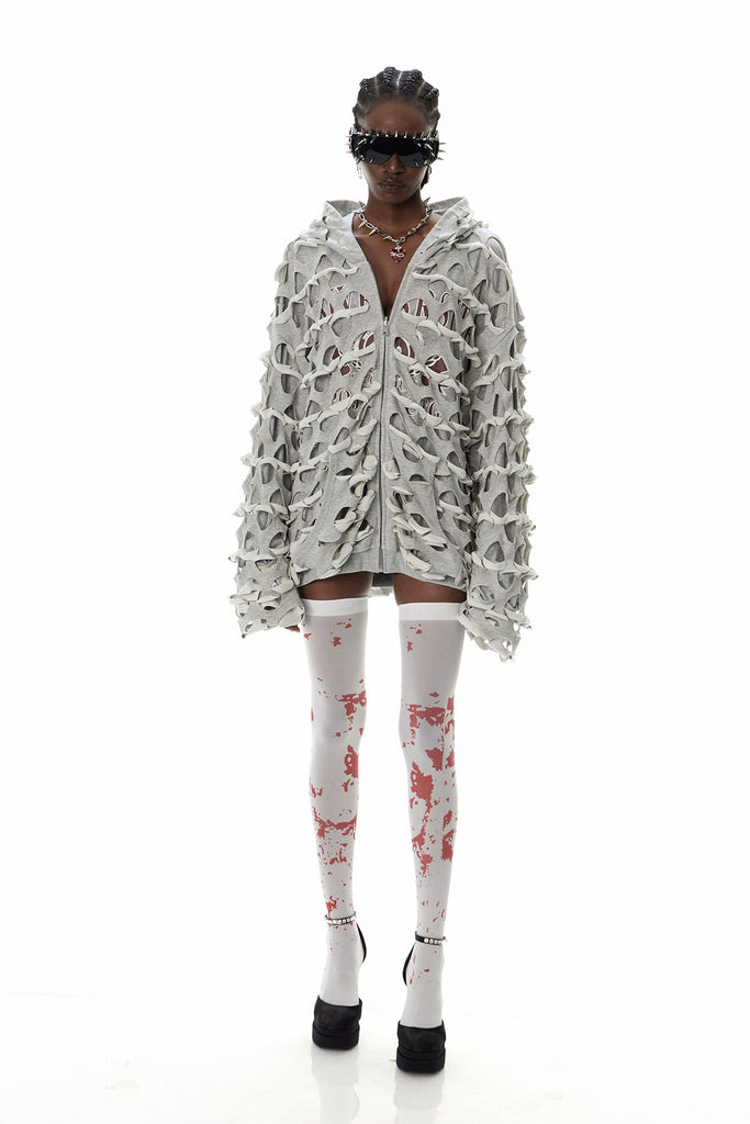 Cyneberht Cutout Hooded Jacket - Stylish beautiful dress for special occasions | Buy Online