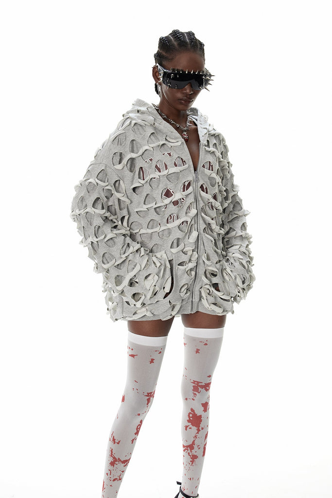 Stylish beautiful dress | Cyneberht Cutout Hooded Jacket - Ideal for special occasions