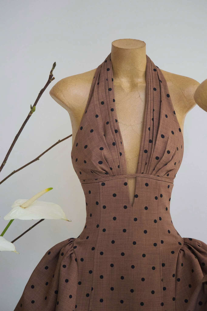 Tiffany Plunge Dot Mini Dress - Stylish beautiful dress for special occasions | Buy Online