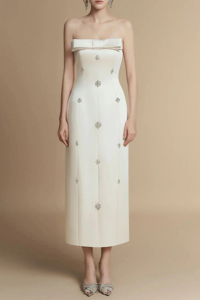 Stylish beautiful dress | Sheath Straight Across Neck Taffeta Midi Dress - Ideal for special occasions