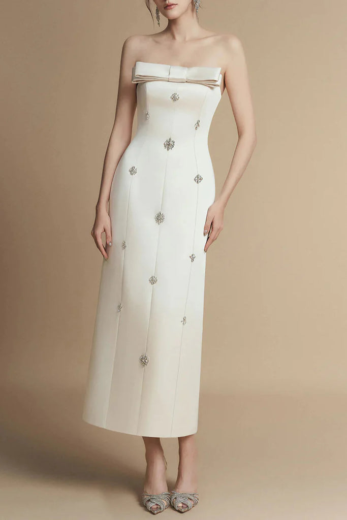 Sheath Straight Across Neck Taffeta Midi Dress - Stylish beautiful dress for special occasions | Buy Online