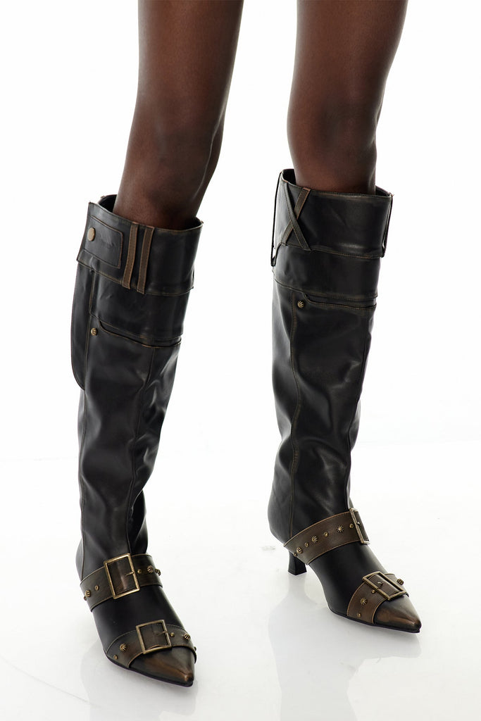 Dabid Embellished Leather Boots - Stylish beautiful dress for special occasions | Buy Online