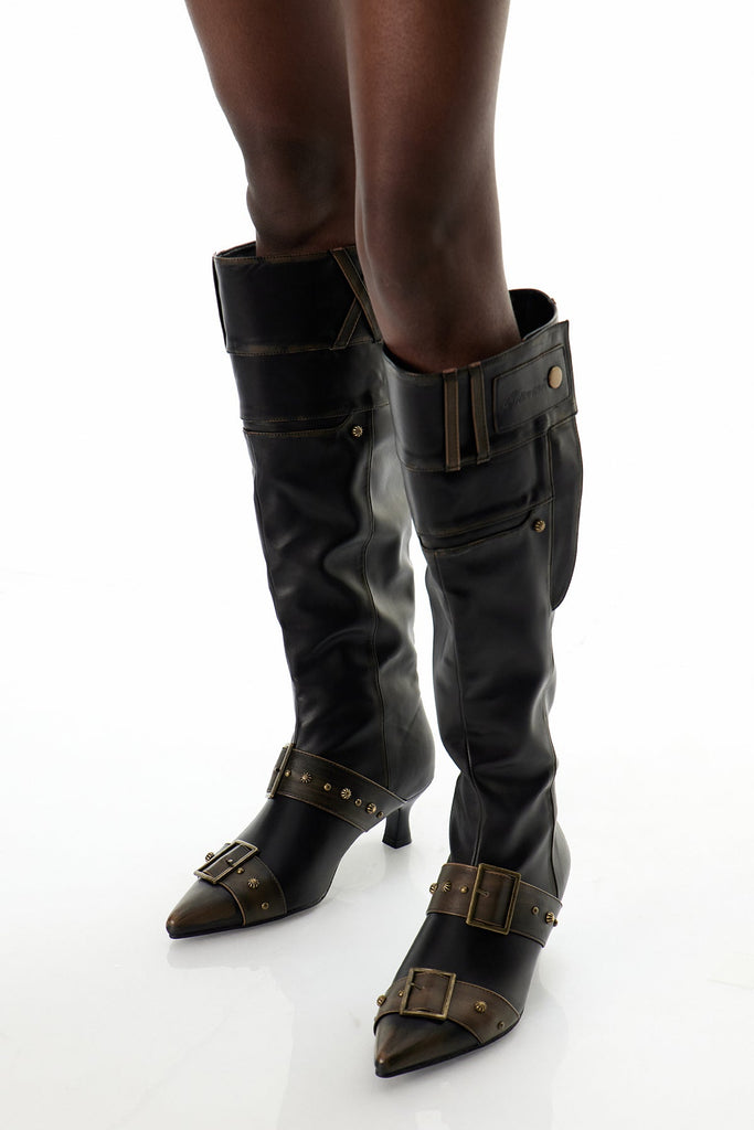 Stylish beautiful dress | Dabid Embellished Leather Boots - Ideal for special occasions