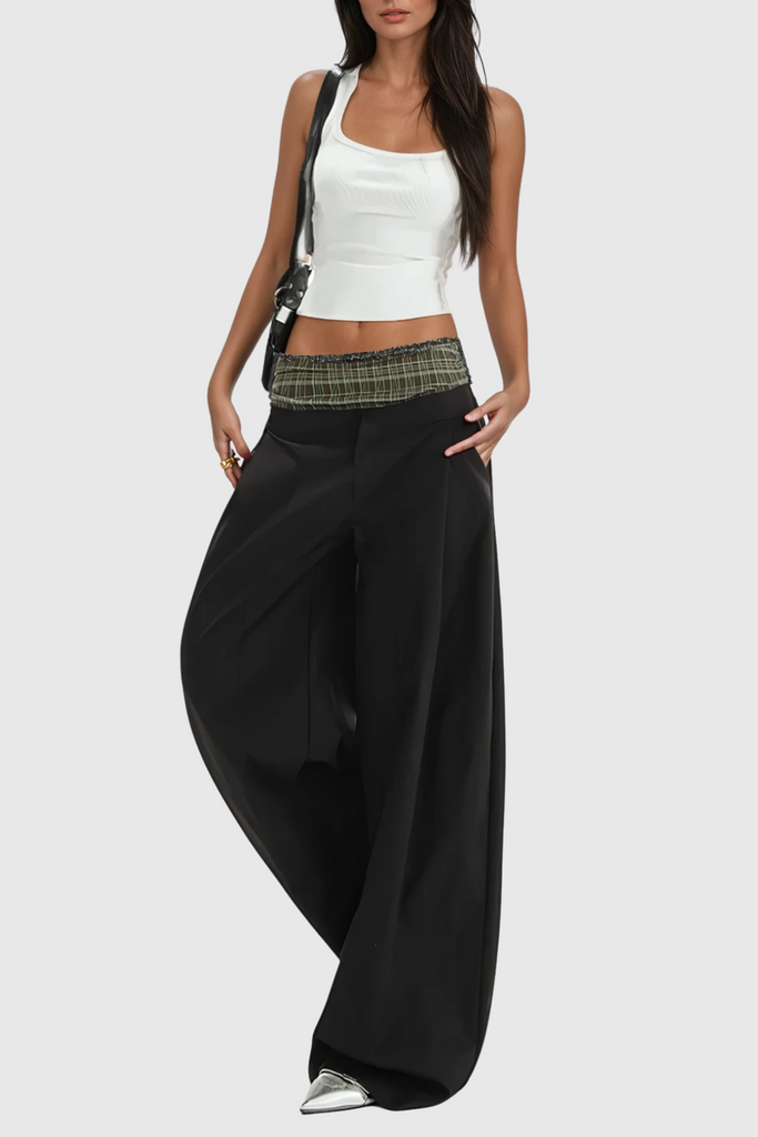 Shop  black dress - Perfect for special occasions | Dado Grid Wide Leg Pants In Black