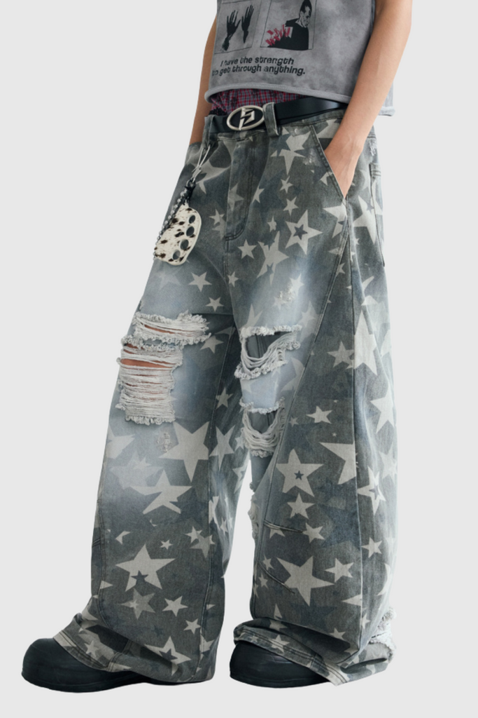 Daffodil Star Ripped Baggy Jeans - Stylish beautiful dress for special occasions | Buy Online