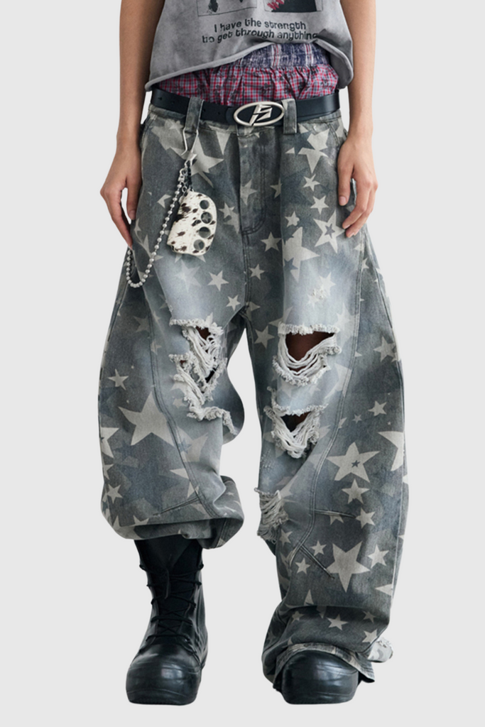 Daffodil Star Ripped Baggy Jeans - Stylish beautiful dress for special occasions | Buy Online