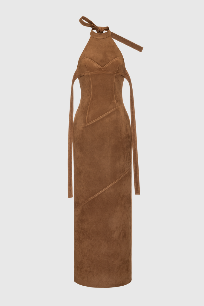 Shop  beautiful dress - Perfect for special occasions | Dafna Halter Neck Suede Maxi Dress