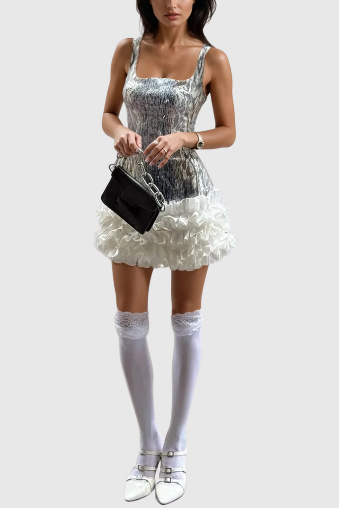 Dagda Sequin Ruffle Mini Dress - Stylish beautiful dress for special occasions | Buy Online