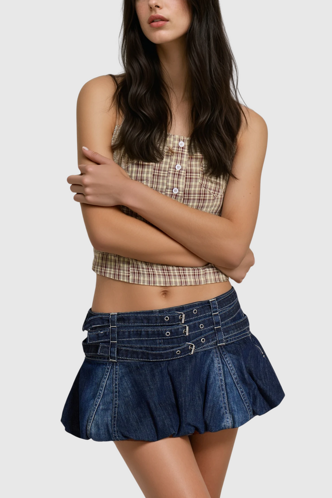 Dagfinnr Buckle Denim Mini Skirt - Stylish beautiful mini for special occasions | Buy Online