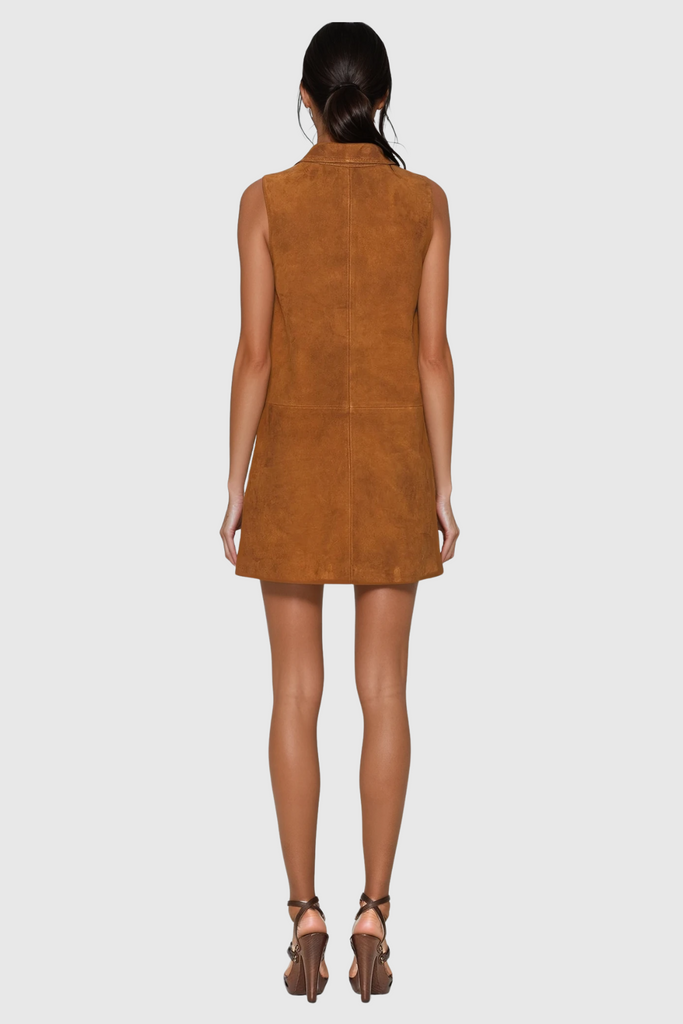 Dagmara Sleeveless Suede Mini Dress - Stylish beautiful dress for special occasions | Buy Online
