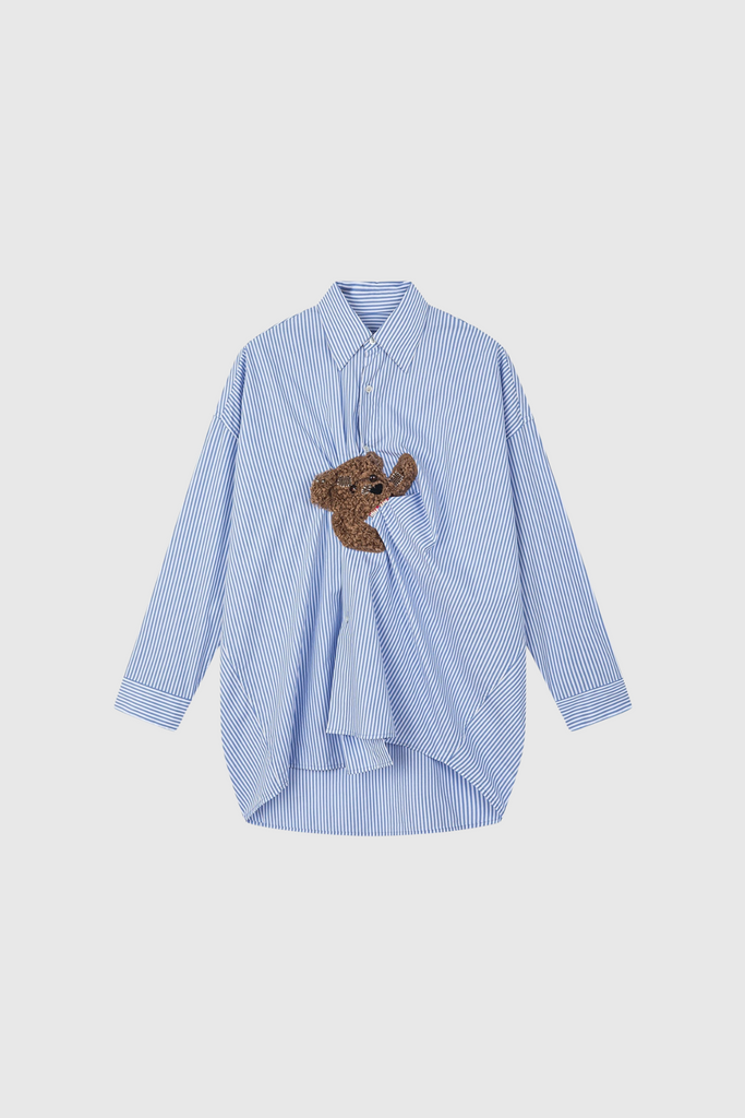 Stylish red dress | Dagney Stripe Embroidered Shirt Top - Ideal for special occasions