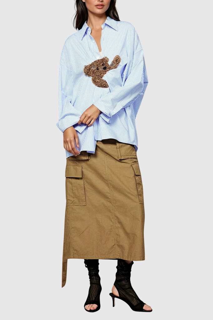 Shop  red dress - Perfect for special occasions | Dagney Stripe Embroidered Shirt Top