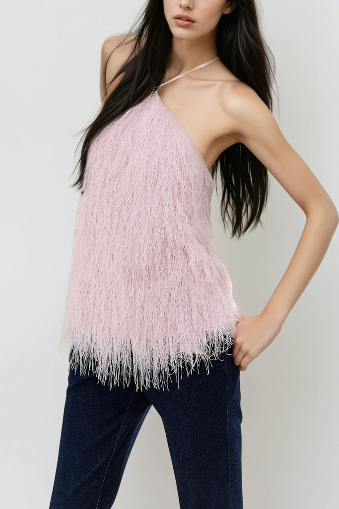 Dagnija Halter Neck Fringe Top - Stylish beautiful dress for special occasions | Buy Online