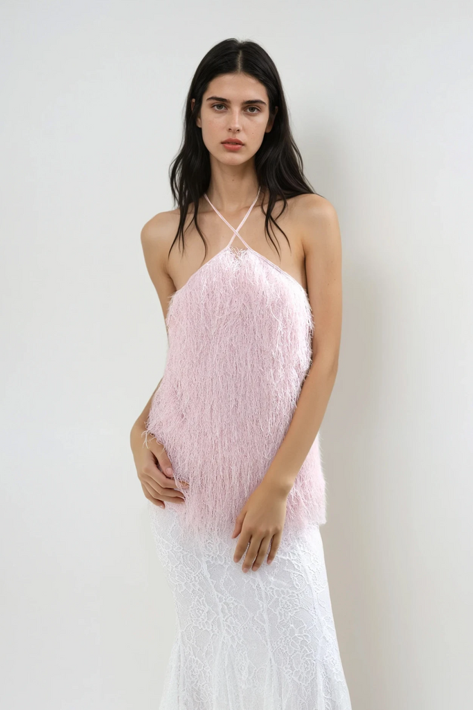 Dagnija Halter Neck Fringe Top - Stylish beautiful dress for special occasions | Buy Online