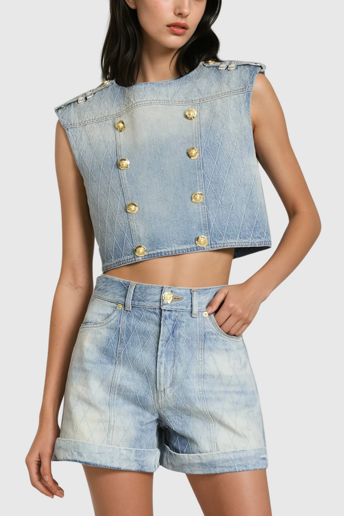 Stylish beautiful dress | Dagobert Sleeveless Denim Top - Ideal for special occasions