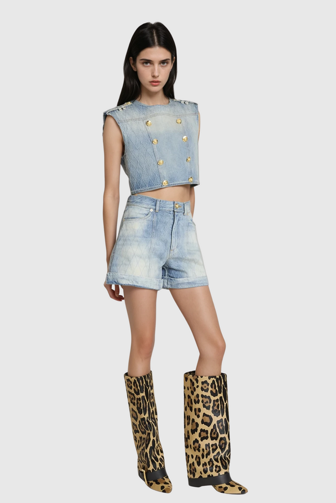 Dagobert Sleeveless Denim Top - Stylish beautiful dress for special occasions | Buy Online