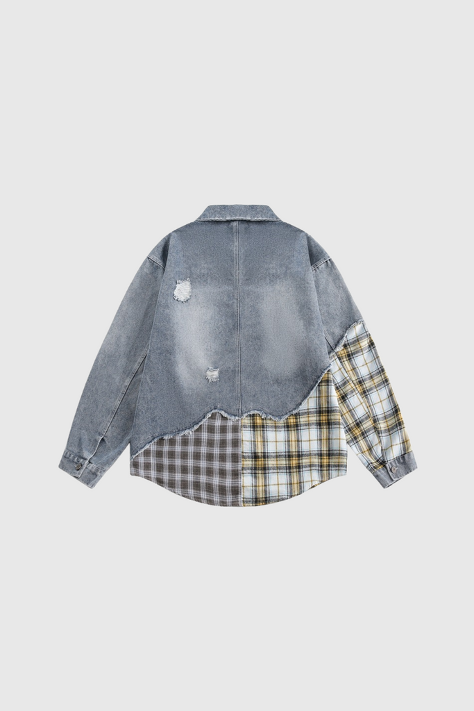 Dagr Grid Deconstruct Denim Jacket - Stylish beautiful dress for special occasions | Buy Online