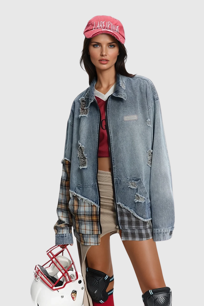 Shop  beautiful dress - Perfect for special occasions | Dagr Grid Deconstruct Denim Jacket