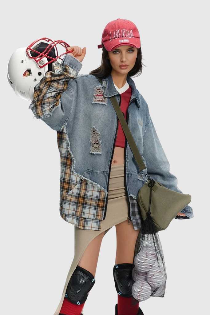 Shop  beautiful dress - Perfect for special occasions | Dagr Grid Deconstruct Denim Jacket