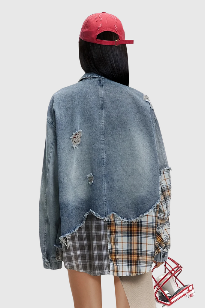 Shop  beautiful dress - Perfect for special occasions | Dagr Grid Deconstruct Denim Jacket