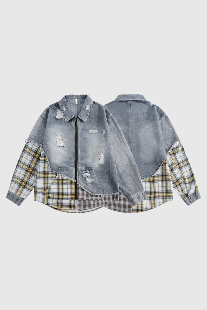 Stylish beautiful dress | Dagr Grid Deconstruct Denim Jacket - Ideal for special occasions