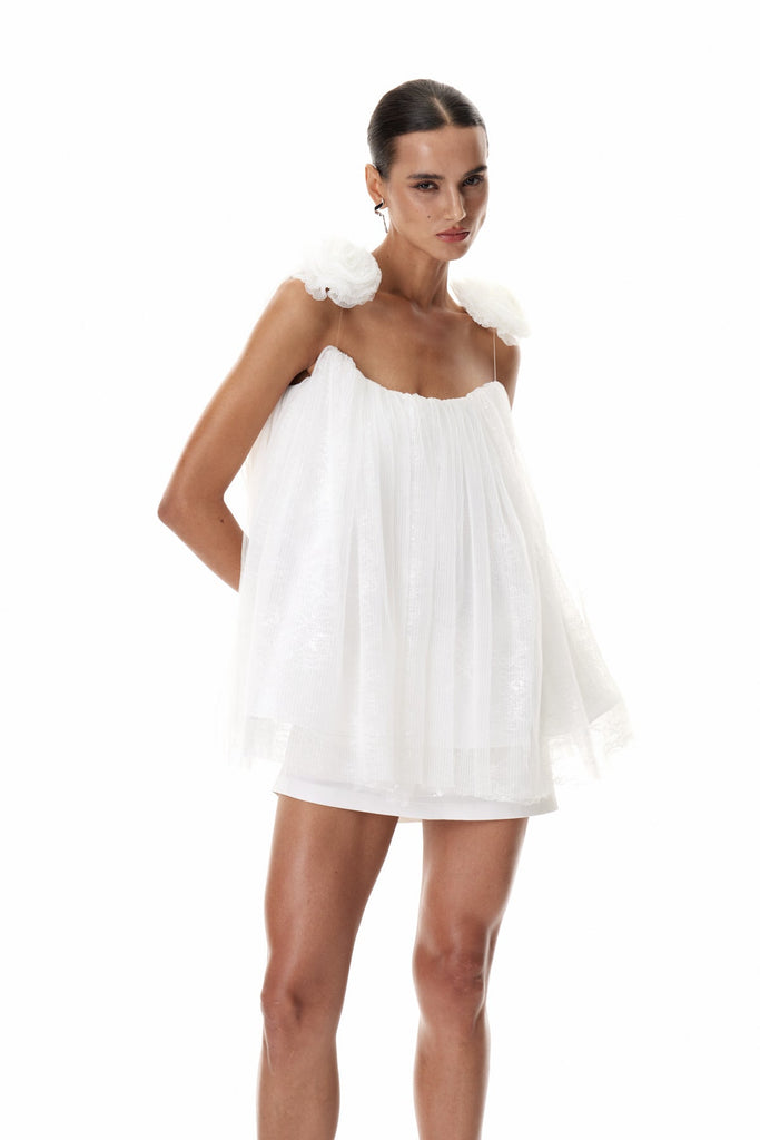 Shop  beautiful dress - Perfect for special occasions | Daiki Flower Lace Mesh Mini Dress