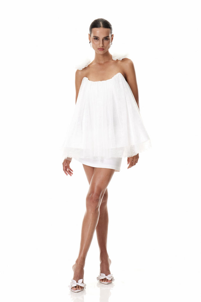 Shop  beautiful dress - Perfect for special occasions | Daiki Flower Lace Mesh Mini Dress