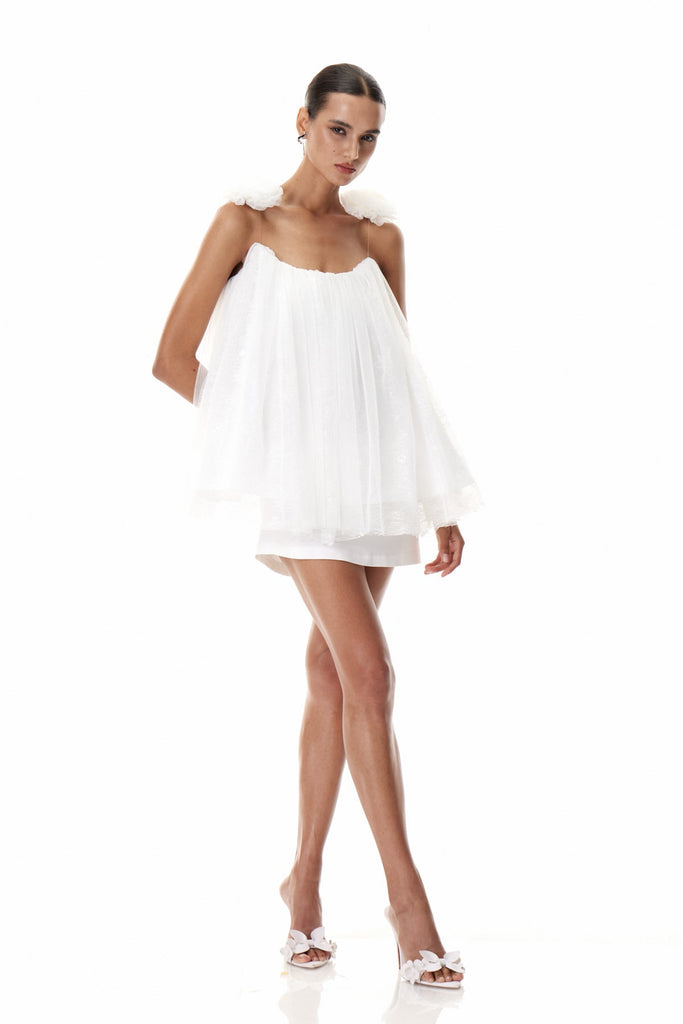 Shop  beautiful dress - Perfect for special occasions | Daiki Flower Lace Mesh Mini Dress