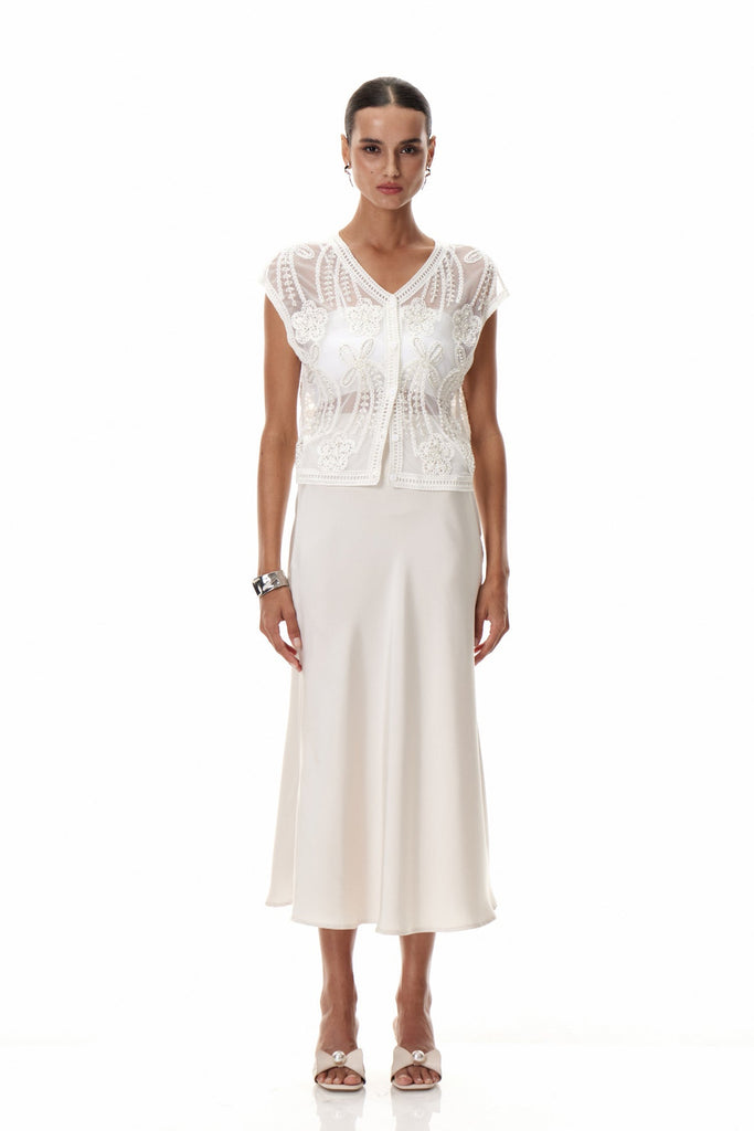 Daina Lace Embroidered Top - Stylish red dress for special occasions | Buy Online