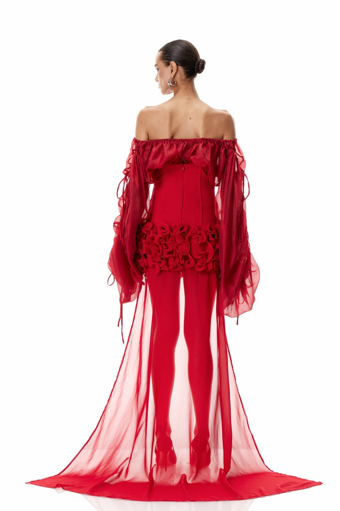 Stylish red dress | Dainius Off Shoulder Corset Ruffle Mini Dress In Red - Ideal for special occasions