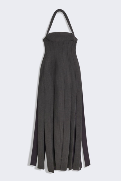 Daira Halter Unstitched Ribbons Maxi Dress